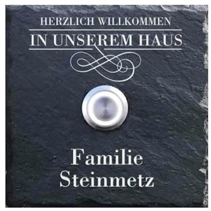 Tomtec Türklingel Schiefer Haustürklingel Klingelplatte Schiefer Klingelschild Design Tomtec 130x130mm