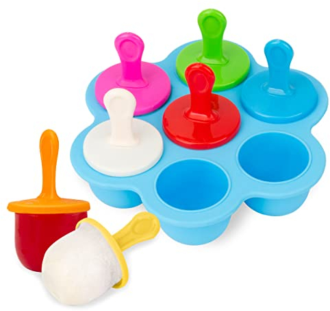 Mini Moldes Reutilizables de Silicona para Polos y paletas de Hielo, Molde para Hacer Helados Caseros para Bebe Niños (Azul)