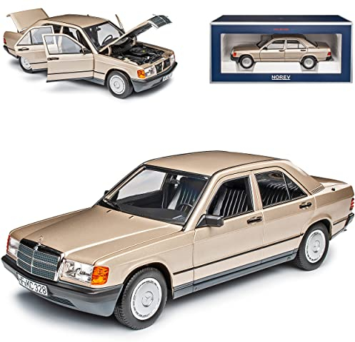 Norev Mercedes-Benz C-Klasse 190E W201 Smoke Silber Grau 1982-1993 1/18 Modell Auto mit individiuellem Wunschkennzeichen