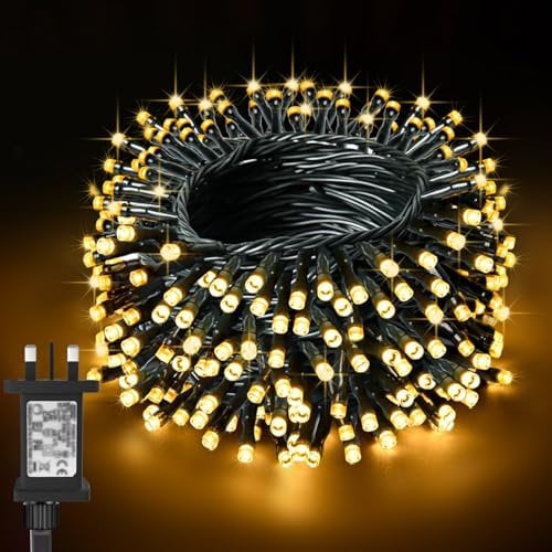 BOLWEO Christmas Fairy Lights 200LED 20M Warm White Christmas Tree Lights for Indoor & Outdoor Decorations,Mains Powered Fairy String Lights with 8 Modes & Timer for Xmas Tree Bedroom Garden Party