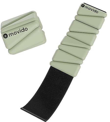 Movido Handgelenk- und Knöchelgewichte | je 0,5 kg (2 pro Set) | verstellbare Workout-Gewichte für Damen und Herren | perfekt für Yoga, Walking, Pilates, Wandern, Aerobic, Bewegung (Salbei)