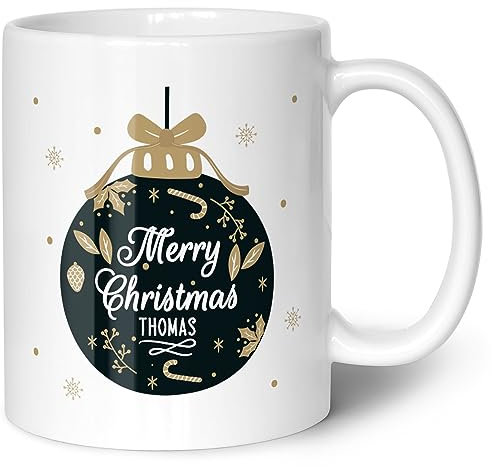 GRAVURZEILE Tasse mit Weihnachtsmotiv - Weihnachtskugel - Geschenke für Frauen & Männer - Lebensmittelecht - Geeignet für die Mikrowelle - Geschenk zu Wichteln und Weihnachten - Weiß