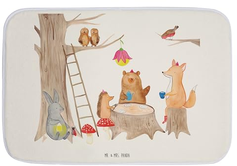 Mr. & Mrs. Panda Duschvorleger Waldtiere Picknick - Geschenk, Badvorleger, Tiermotive, Badgarnitur, Fuchs, lustige Sprüche, Badteppich,