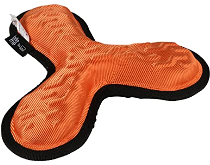 Ebi, Tug-o-War Hundespielzeug, dreifach – O 22 x 14 x 5,5 cm, Orange, sehr robust und sehr robust, hochwertiger Eva-Schaum mit Oxford-Stoff, mit Quetscher, Stoff mit 3D-Motiven
