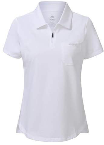 MoFiz Women's Premium Cotton Polo Shirts Short Sleeve Golf Shirt Work Tennis Top Sports Polo T-Shirt Ladies White Size XL
