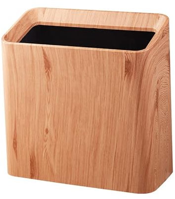 FAANAS Poubelle rectangulaire Vintage avec Couvercle, Poubelle en Plastique Imitation Bois, 5,3 gallons, Poubelle de Cuisine Mince et Ouverte., Wood Color