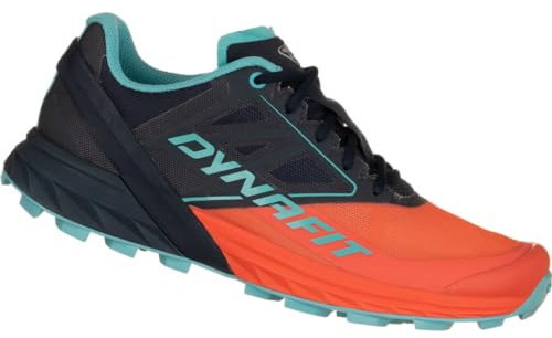 DYNAFIT W Alpine Colorblock-Blau-Orange - Dämpfender Leichter Damen Trailrunning Schuh, Größe EU 39 - Farbe Hot Coral -