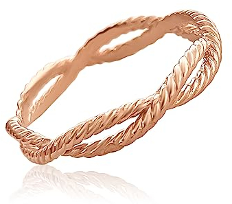 Mary & Jules Damen Ring Rosegold Infinity aus echtem 925 Sterling Silber, rosegold vergoldet, schlichter, feiner Fingerring, aus recyceltem Silber, Größe 54