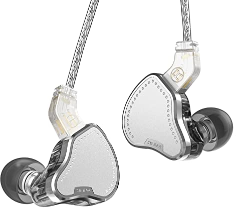 KBEAR KB2208 IEM, cuffie stereo con cavo in-ear monitor, 1DD+2BA ibrido HiFi auricolari, KBEAR auricolari con isolamento acustico con cavo staccabile a 2 pin (argento, senza microfono)