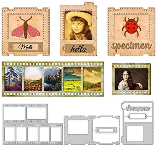 GLOBLELAND Vintage Diashow Stanzformen Klassische Filmstreifen Fotorahmen Stanzformen Für DIY Scrapbooking Papierhandwerk Edelstahl Stanzformen Schablonen Für Die DIY Kartenherstellung