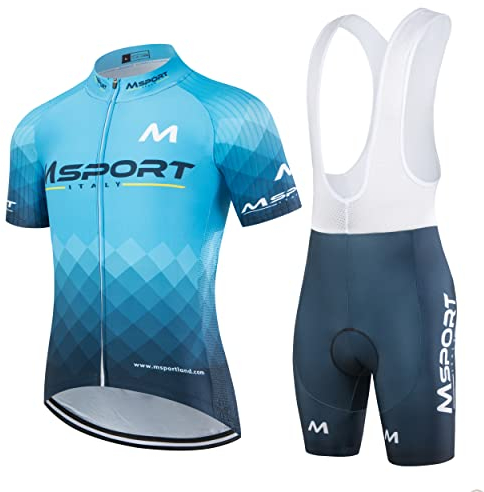 Fahrradbekleidung Komplettset Fahrradanzug Trikot + Trägerhose Shorts, Msport 3 Stk, XL