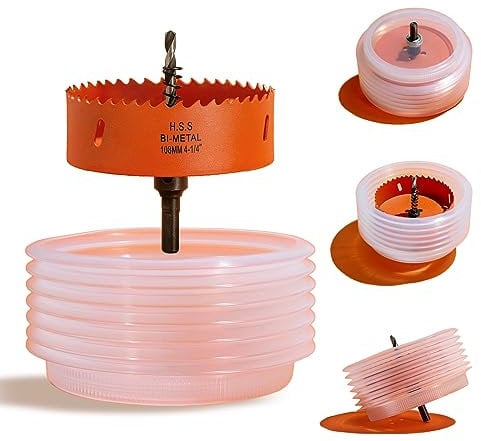 VIKITON 4.25 Hole Saw Dust Bowl for Recessed Lighting 4 Inch, 4-1/4 Inch Hole Saw Dust Catch for 4 Inch Led Recessed Lights, 4-1/4 Hole Saw, Bi-Metal Wood Metal Drywall Hole Saw Cutter