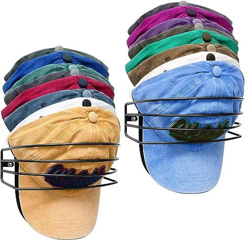 XOINLLA Hat Rack für Wand und Tür, [2-Stück] Metall Hut Organizer für Baseball Caps Lagerung Halten Sie bis zu 30 Caps Hangers Starke Ball Cap Halter Schwarz