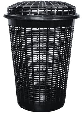 ALIBABA 50L Litre Circular Plastic Laundry Linen Washing Basket Bin Storage Round Hamper With Lid (Black)