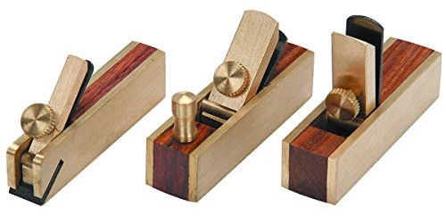 AI Micro Mini Brass Hand Plane Set Wood Finish Planer Hobby Craft - Set of 3 Pieces