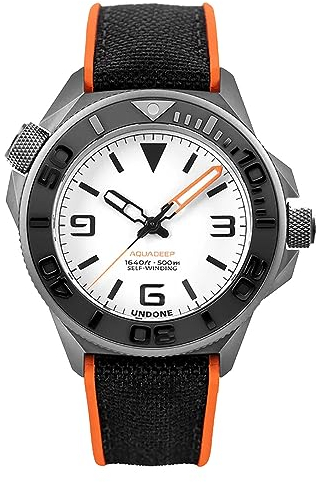 Undone Aqualume Herrenuhr, automatisch, Titan, Silikon, Stoff, Schwarz, Weiß, Saphir, sand, Sport