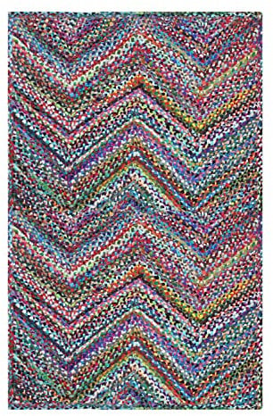 CASAVANI Collection Quadratischer Teppich – 30 x 30 cm, mehrfarbig, geflochten, Chindi-Baumwolle, Jute-Teppich, geometrischer Kelim-Teppich, für drinnen und draußen, Flachgewebe-Teppiche für