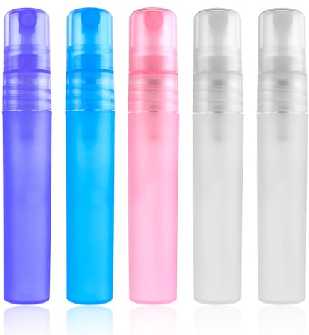 Cobee Mini Portable Spray Bottles, Refillable Perfume Bottles Travel Size Small Sample Empty Bottle Containers Travel Outings Spray Boxes Dispensers for Perfume Makeup Remover(5 Packs, 5ml/0.17 oz)
