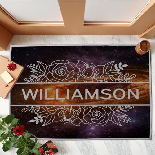 Personalised Door Mat Custom, Custom Family Name Camping Door Mat Accessories, Non-Slip Bottom Camping Door Mat for Camp for Bedroom Living Room Office Garden