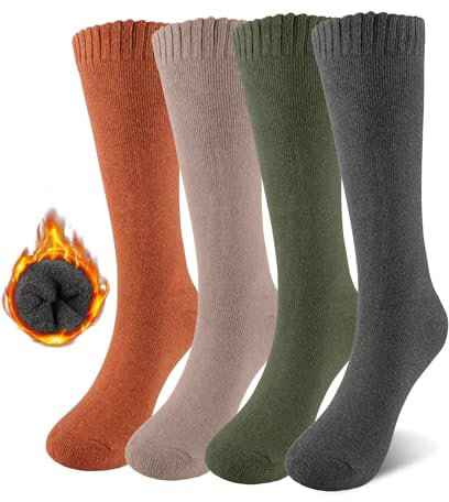 SIMIYA Welly Socks Women, Thermal Wellington Socks for Women 4-7 Ultra Thick Long Boot Knee High Socks Warm Merino Wool Sock Winter Stockings for Girls and Ladies