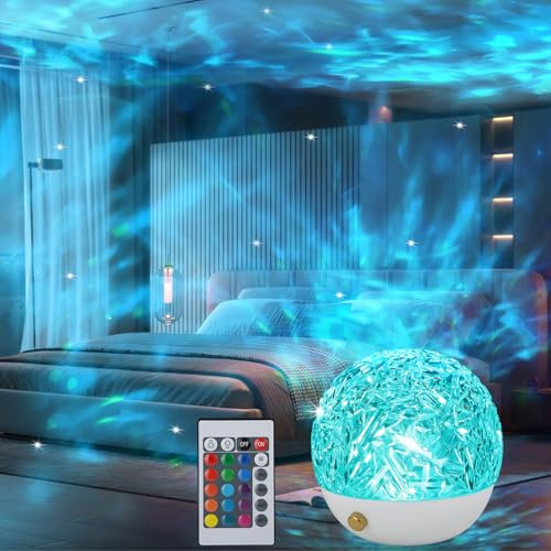 Proyector LED de Cielo Estrellado 3D Con 16 Efectos de Iluminación y Mando a Distancia - Galaxia, Llama, Luz Nocturna Para Adultos y Niños