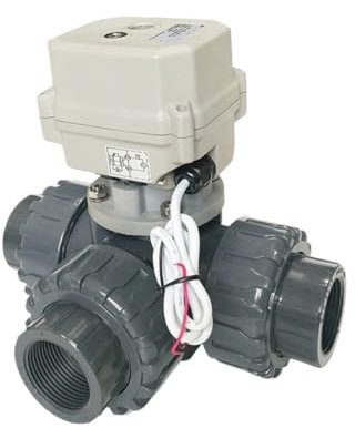 Valvole motorizzate DN50 3-WAY UPVC electric water valve 2 , AC24V electric automated water valve used for water supply 12 seconds on/off(T type flow plan A,NPT THREAD_DC24V_CR202(SPRING RETURN))