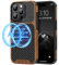 TENDLIN Cover Magnetica per iPhone 16 Pro Max Compatibile con MagSafe Custodia in Legno con Carbonio e Pelle Compatibile con iPhone 16 Pro Max (Nero)