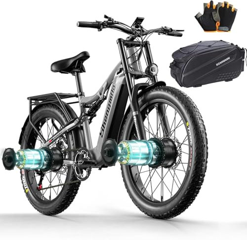 Shengmilo S600 Dual Motors ebike, 48V 17.5Ah Battery, Corlor Display, Hydraulic Disc Brakes, 26 inch Fat Tire Electric Bike