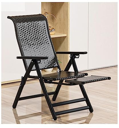 WYRMB Rattan-Schwerelosigkeitsstuhl, Verstellbarer, klappbarer Loungesessel mit verbreiterter Armlehne und Kissen, Korb-Chaiselongue für Pool, Terrasse, Strand, Garten, Außen- und Innenteleskop.Black