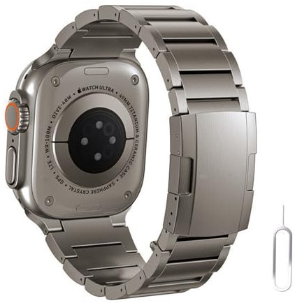 synsing Titan Ultra 2 ArmBand Kompatibel für Apple Watch Ultra 49mm 45mm 44mm 42mm 41mm 40mm 38mm, Titan Metall Armband Ersatz Kompatibel für iWatch SE Serie 9 8 7 6 5 4 3 2 1