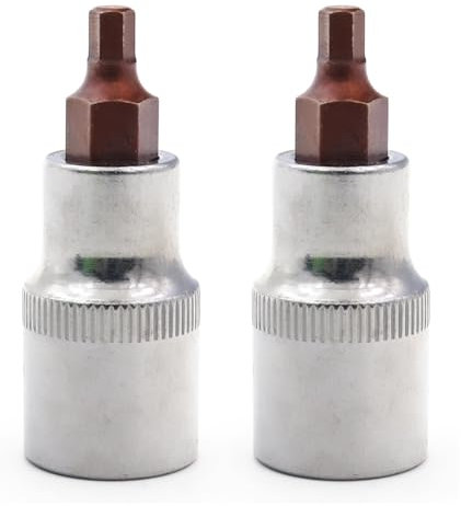 2PCS Juttzzei Hex Bit Socket, 1/2 Drive x H5 (5mm) Allen Key Socket, Premium S2 Alloy Steel 5mm Hex Bit with 1.89 Length for Torque Wrench, Ratchet Wrench, Impact Power Drills
