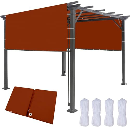 Voile d'ombrage Jardin, Rectangulaire 150 x 450 cm Toile Rectangulaire Imperméable, PES 95% Anti-UV Voile de Parasol Anti UV pour Extérieur Jardin Terrass Balcon, Rouge Rouille