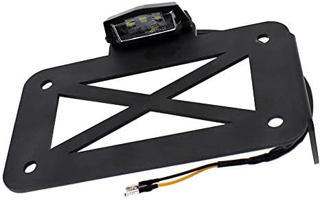 Riloer Motorcycle License Plate Rack Bracket,License Plate,Modified Accessories,Number Plate Holder Bracket Cnc Frame with LED Light, Compatible with Harley, Black