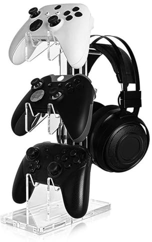 Transparenter Controller-Halter, 3 Ebenen, Gamepad-Schreibtisch-Organizer – Kopfhörer-Ständer, Controller-Halterung, Zubehör für Schreibtisch und