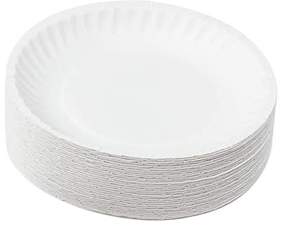 CIYODO Boys and Girls Plates Sections 50pcs Disposable Paper Plates White Child Drawing Trays Art Supplies