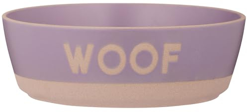 Mason Cash: Woof Dog Bowl - 7.9, 44oz - Purple & Tan - Durable Ceramic Food & Water Dish, Microwave & Dishwasher Safe, Pet Meal Feeding & Hydration