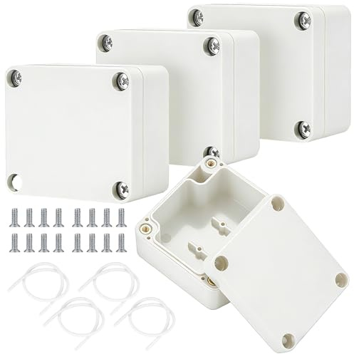 Caja de derivación impermeable IP65, 4 unidades, caja de distribución exterior, caja de proyectos electrónicos, carcasa de plástico, color blanco, 63 x 58 x 35 mm
