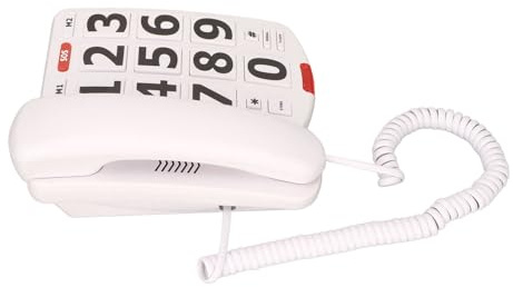 Fockety Einfach zu Bedienendes Großtastentelefon mit Schneller Wahlwiederholung, Lautstärkeregelung, Heimtelefon für ältere Menschen