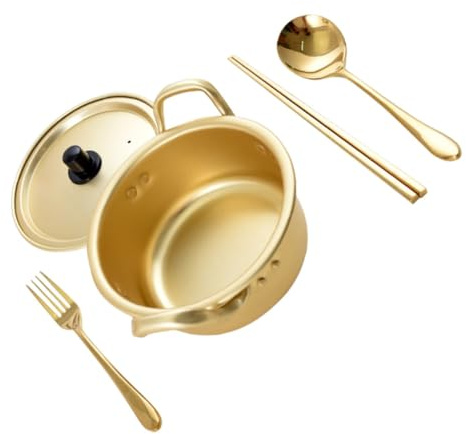 Aluminum Ramen Cooker with Double Handles Golden Kitchen Pot