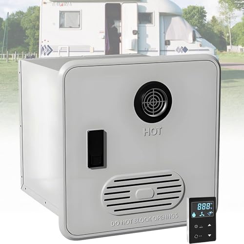 Durchlauferhitzer Für Wohnmobile, Sofort Nutzbares Propangas-Warmwasser, 55.000 Btu/H, 15 L/Min, Multifunktionsregler, 12 V Gleichstrom, 38 X 38 Cm Große Tür, Energiesparend NoShowerHead-White