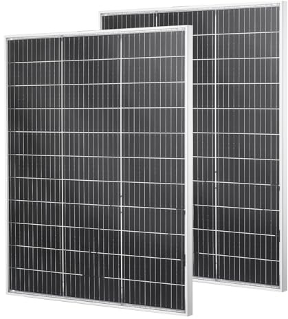 VEVOR Panneau Solaire Monocristallin 100 W x 2 Panneau Photovoltaïque Bifacial pour Hors Réseau Toit Plat Voiture Bateau Camping-car, Haut Rendement 23%, IP67, avec Sortie MC4, Cadre en Aluminium