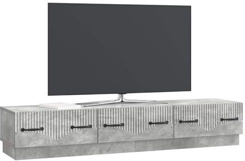 vidaXL TV-Schränk Betongrau 147 x 34,5 x 27 cm Holzwerkstoff, Moderner Wohnraum, rechteckiges Design, viel Stauraum, schicke Mediamöbel, Platz für Deine Technik