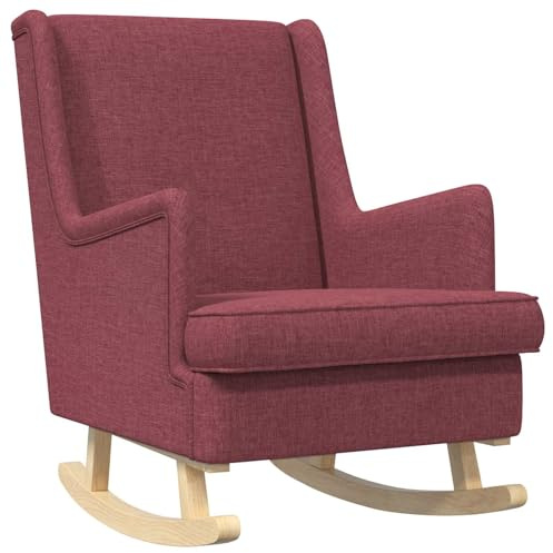 vidaXL Schaukelstuhl Weinrot 62 x 80 x 85 cm Stoff, Polster-Schaukelstuhl, stylische Sitzgelegenheit mit Holzläufern, modernes Design für Wohnzimmer und Schlafzimmer