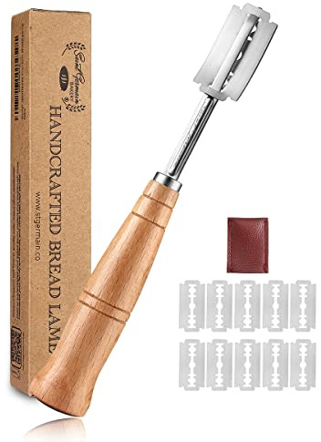 SAINT GERMAIN Premium Hand Crafted Bread Lame for Dough Scoring Knife, Lame Bread Tool for Sourdough Bread Slashing with 10 Blades Included with Replacement with Authentic Leather Protector Cover