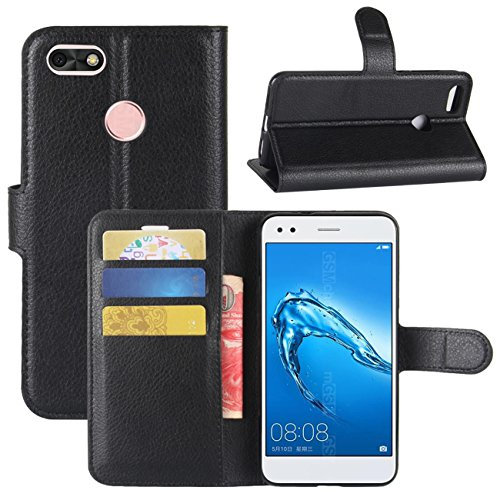 HualuBro Cover Huawei Y6 PRO 2017, Flip Case in PU Pelle Premium Portafoglio Cover [Funzione Stand] [Slot Carte] Leather Wallet Phone Custodia per Huawei Y6 PRO 2017 / P9 Lite Mini (Nero)