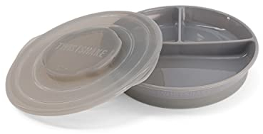 Twistshake Assiette Divisée – Vaisselle pour Bébé avec Couvercle Hermétique – Plateau de Sevrage Sans BPA – Accessoire d’Alimentation en 3 Compartiments – Essentiel Nouveau-Né – Gris