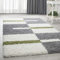 HomebyHome Shaggy Teppich 300x400 Wohnzimmer (280 x 370 cm) - Hochflor Teppich Grau, Weiss und Grün Extra Weich und Flauschig - Bettvorleger Teppich für Schlafzimmer, Küche, Flur - Carpet, Halı