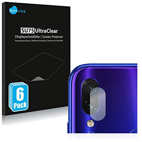 savvies Protector Pantalla para Xiaomi Redmi Note 7 Pro/Note 7 (Cámara trasera) (6 Unidades) Película Ultra Transparente