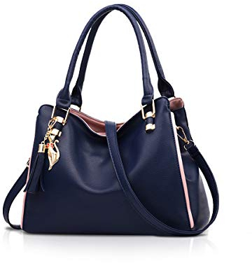 NICOLE&DORIS Dames Sac d'épaule Sacs à Main Hobos et Sacs à bandoulière pour Femmes de Mode Grand Sac à Main Bleu foncé