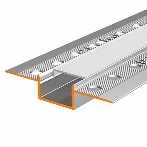 KIZAR LED Trockenbauprofil 2 m – Eloxiertes Aluminiumprofil für LED Streifen bis 20 mm | Inkl. milchiger Abdeckung | Für Innen- & Außenbereich | Flächenbündiger Einbau in Gipskarton